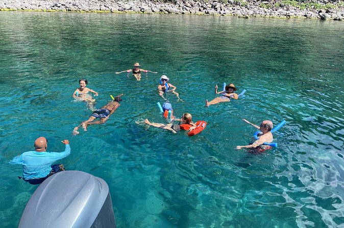Private Power Catamaran Adventure in Saint Kitts and Nevis - Snorkeling at a quiet bay