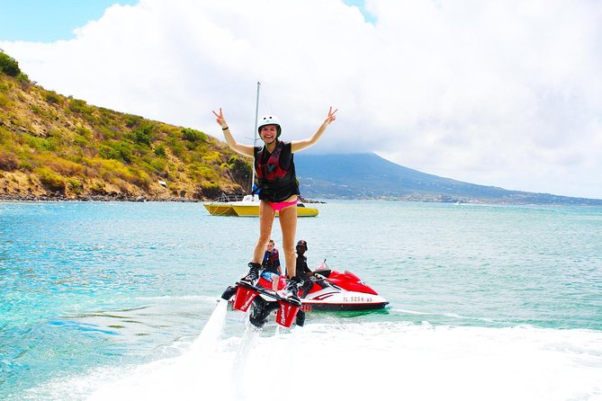 St Kitts Flyboarding Experience - Getting fitted for the first flight