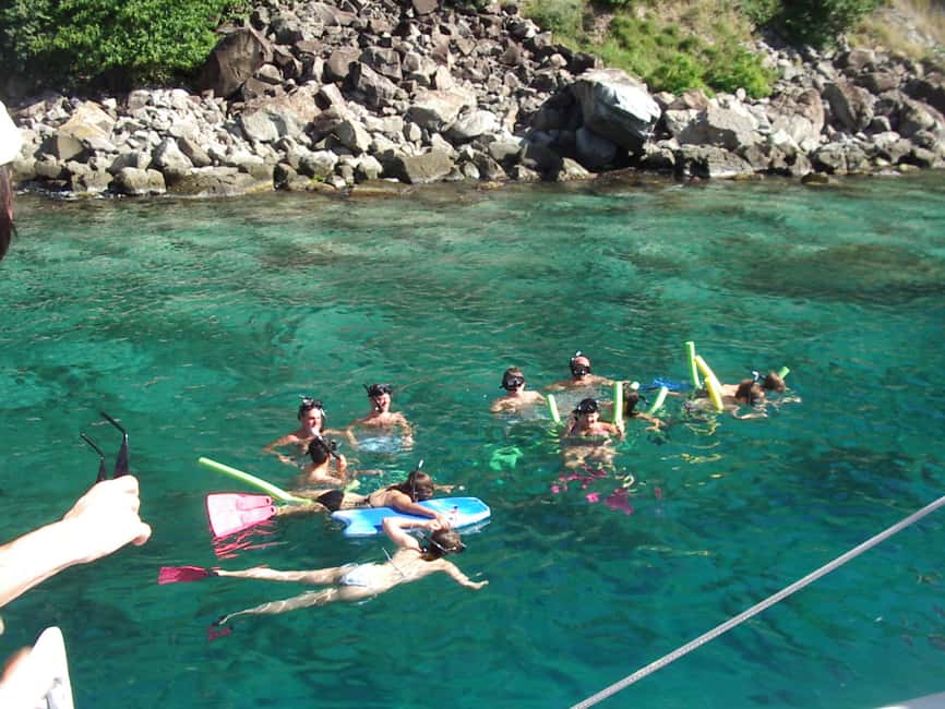 St. Kitts Full-Day Catamaran Cruise to Nevis - The snorkeling stop in a secluded cove